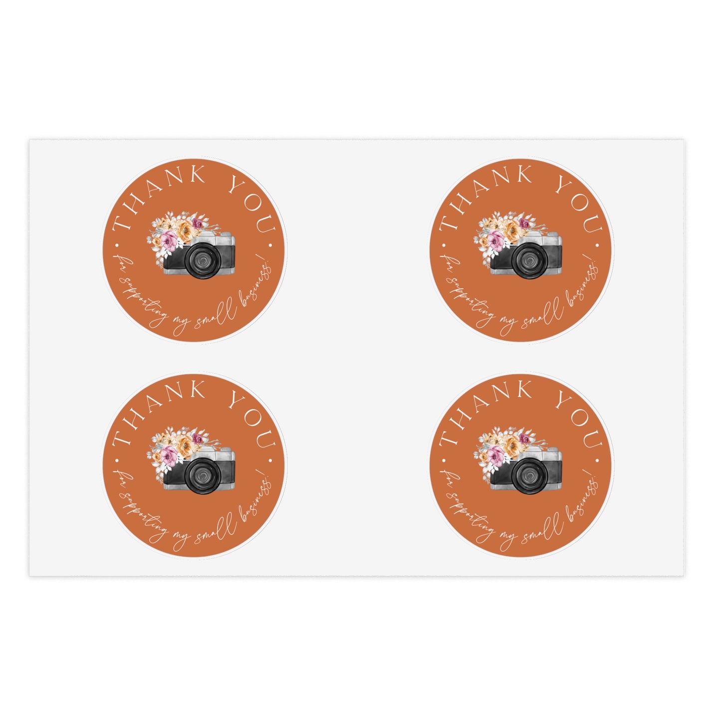 Sticker Sheets - Thank You For Supporting My Small Business / Photography Camera